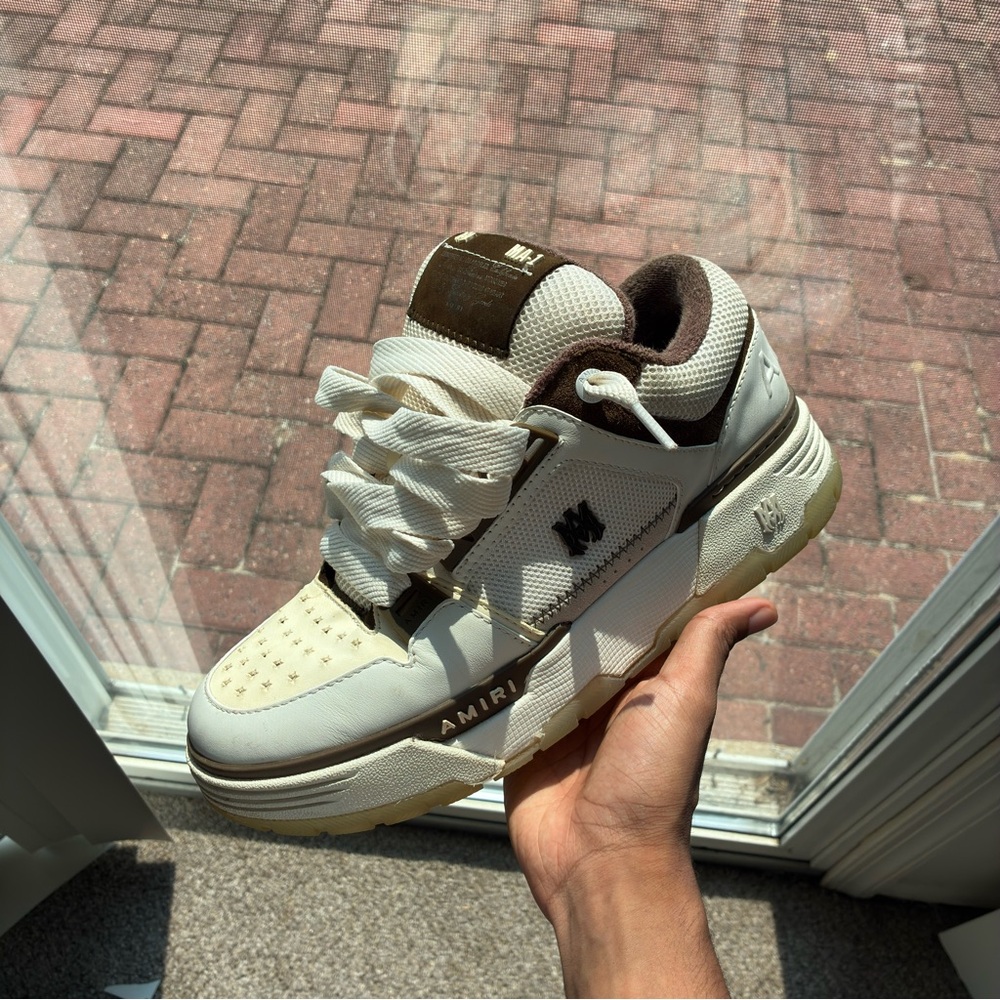 AMIRI Off-White and Dark Brown Sneakers